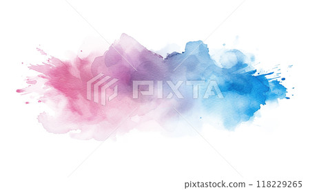 Abstract blue pink watercolor paint brush stroke flow texture PNG transparent background isolated graphic resource. Vibrant mixed navy, purple and rosy color art shape 118229265