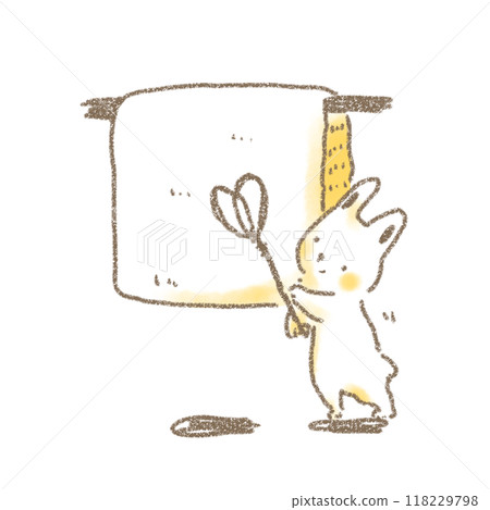 一隻可愛的兔子用蒲團拍烘乾蒲團的變形插圖 118229798