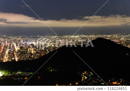 Night view of Sapporo city from Okurayama in summer Night view of Sapporo city from Okurayama in summer 118229831