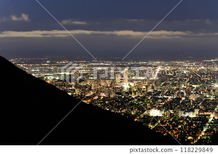 Night view of Sapporo city from Okurayama in summer Night view of Sapporo city from Okurayama in summer 118229849