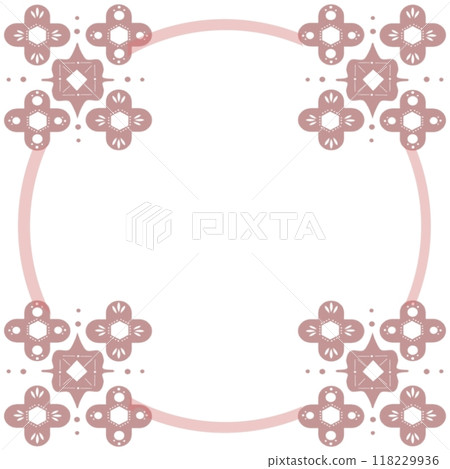 Flower pattern round frame red 118229936