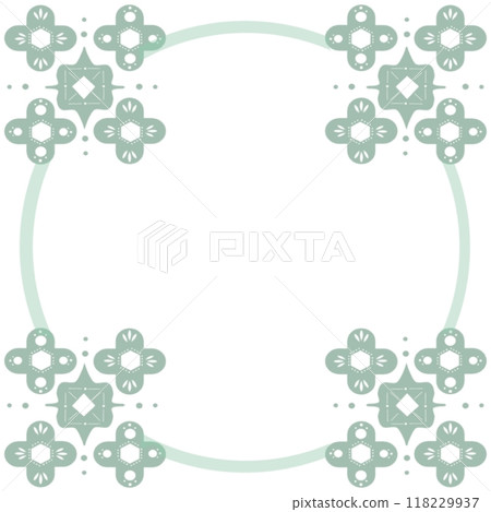 Flower pattern round frame green 118229937