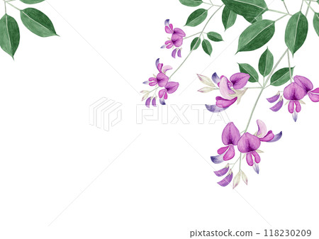 Hagi autumn flower background frame watercolor illustration 118230209