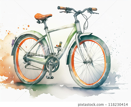 用水彩畫的自行車 118230414