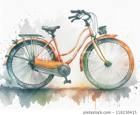 用水彩畫的自行車 118230415