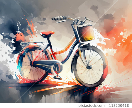 用水彩畫的自行車 118230418