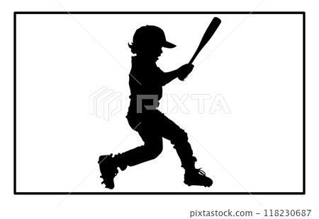 Baseball Kids Silhouettes stock illustration 118230687