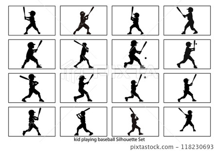 Baseball Kids Silhouettes stock illustration Baseball Kids Silhouettes stock illustration 118230693