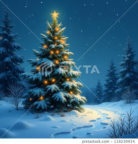 雪中的聖誕樹 雪中的聖誕樹 118230914