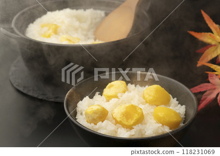 栗飯 栗飯盛在碗裡 118231069