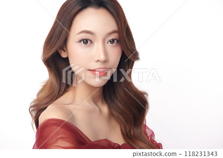 Beautiful young asian woman with clean fresh skin on white background, Face care, Facial treatment, Cosmetology, beauty and spa, Asian women portrait. Beautiful young asian woman with clean fresh skin on white background, Face care, Facial treatment, Cosmetology, beauty and spa, Asian women portrait. 118231343