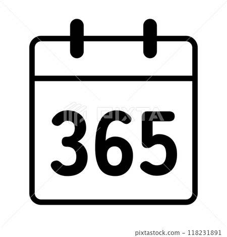 Calendar icon (365 days per year), line width can be modified Calendar icon (365 days per year), line width can be modified 118231891
