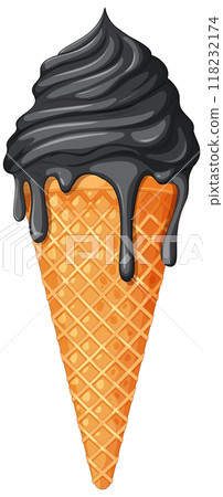 Delicious Black Ice Cream Cone 118232174