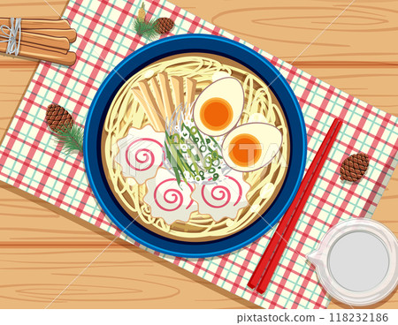 Delicious Ramen Bowl with Toppings 118232186