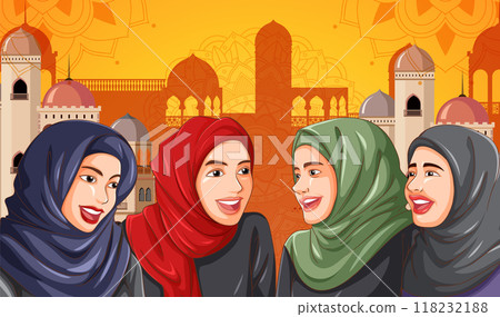 Women Chatting in Traditional Attire 118232188