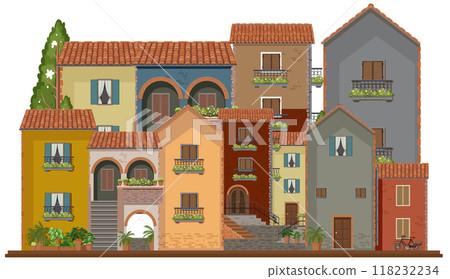 Charming Mediterranean Village Scene Charming Mediterranean Village Scene 118232234