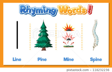 Rhyming Words Educational Illustration 118232236