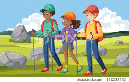 Children Hiking in the Mountains 118232262