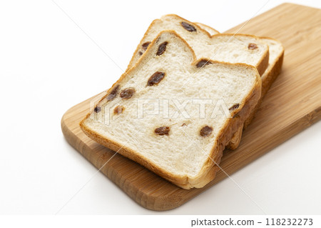 Raisin bread on white background Raisin bread on white background 118232273
