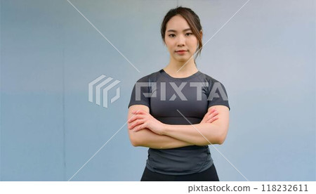 Young woman, person, trainer, sports gym 118232611