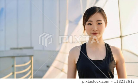 Young woman, person, trainer, sports gym 118232612