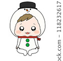 一個穿著雪人服裝的孩子的插圖 118232617