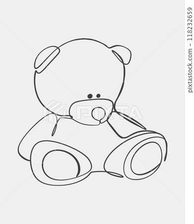 Minimalist Teddy Bear Line Art Illustration 118232659
