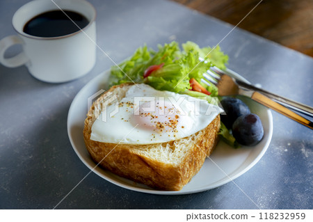 Breakfast eggs toast and coffee Breakfast eggs toast and coffee 118232959