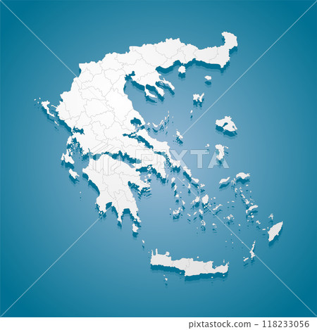 Creative map Greece divided on regions 118233056