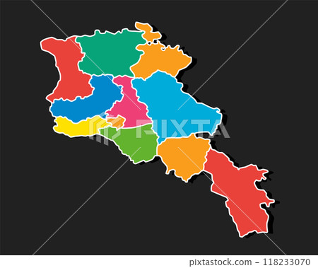 Vector map country Armenia divided on regions 118233070