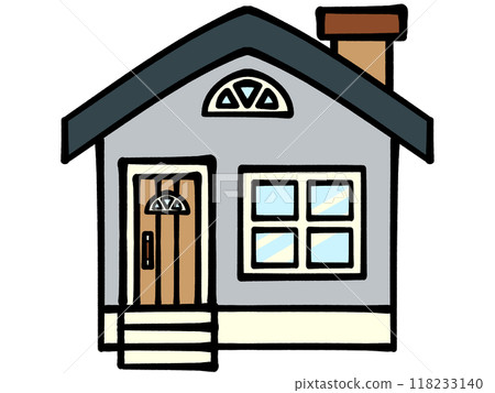 帶煙囪的藍色房子插畫素材 帶煙囪的藍色房子插畫素材 118233140