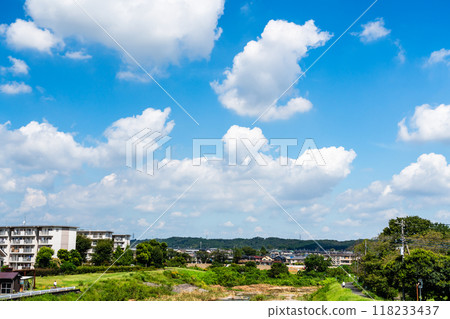 Summer blue sky, nature and residential area 118233437