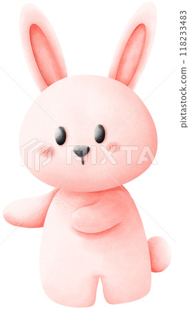 A pink rabbit is standing. 118233483