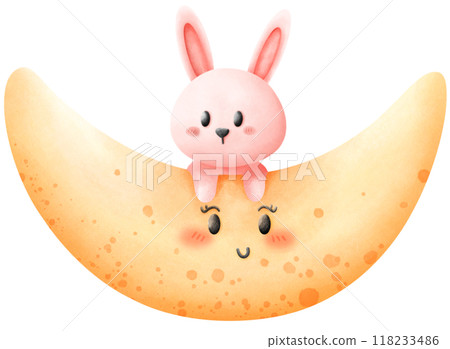 Rabbit on a crescent moon 118233486