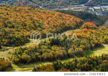 Mont-Tremblant Summit autumn scenery. Lake Tremblant, Laurentian Mountains. Quebec, Canada. Mont-Tremblant Summit autumn scenery. Lake Tremblant, Laurentian Mountains. Quebec, Canada. 118233621