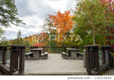 Devil's River Falls (Chutes de la Riviere du Diable) Lookout autumn scenery. Mont-Tremblant National Park, Quebec, Canada. Devil's River Falls (Chutes de la Riviere du Diable) Lookout autumn scenery. Mont-Tremblant National Park, Quebec, Canada. 118233628