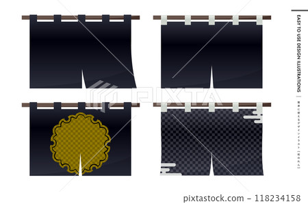 Japanese black noren curtain material that can be used for New Year's and food and drink promotions_Japanese-style noren curtain vector illustration Japanese black noren curtain material that can be used for New Year's and food and drink promotions_Japanese-style noren curtain vector illustration 118234158