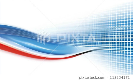 Curved lines in red, white, and blue tones creating a dynamic, futuristic abstract design. Curved lines in red, white, and blue tones creating a dynamic, futuristic abstract design. 118234171