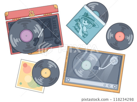 Vinyl record player with old disc plate 118234298