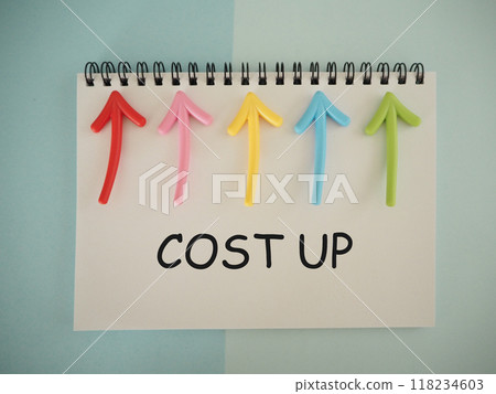 成本增加文字和向上箭頭 成本增加 118234603