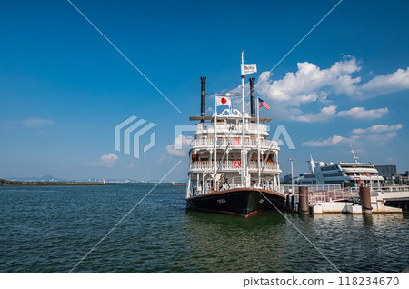 Tourist boat Michigan docked at Otsu Port Pier 118234670