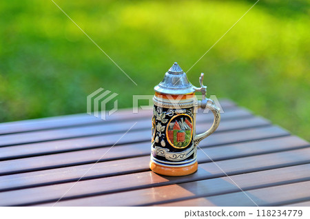 German beer mug with lid, park German beer mug with lid, park 118234779