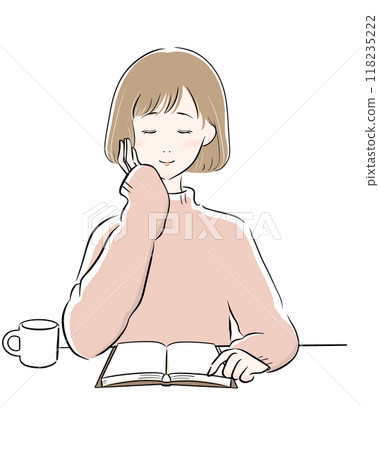 閱讀咖啡主線的女人黑色粉紅色針織鮑勃 118235222