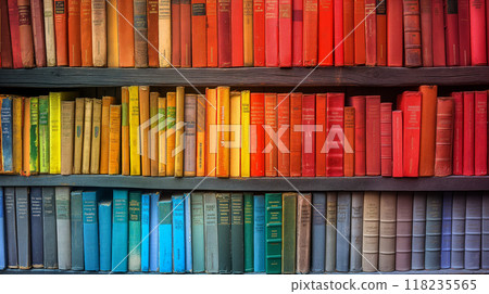 Colorful Books on a Shelf. Generative AI 118235565
