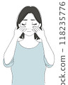 Young woman putting her hands on her face, skin care 118235776