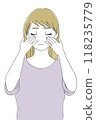Young woman putting her hands on her face, skin care 118235779
