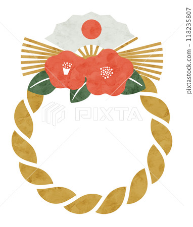 Shimenawa, watercolor vector illustration of a New Year decoration 118235807
