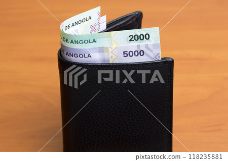 Angolan Kwanza in the black wallet Angolan Kwanza in the black wallet 118235881