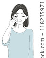 Senior woman with one hand on her face, skin care 118235971