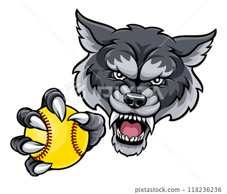 Wolf Bobcat Softball Animal Sports Team Mascot 118236236